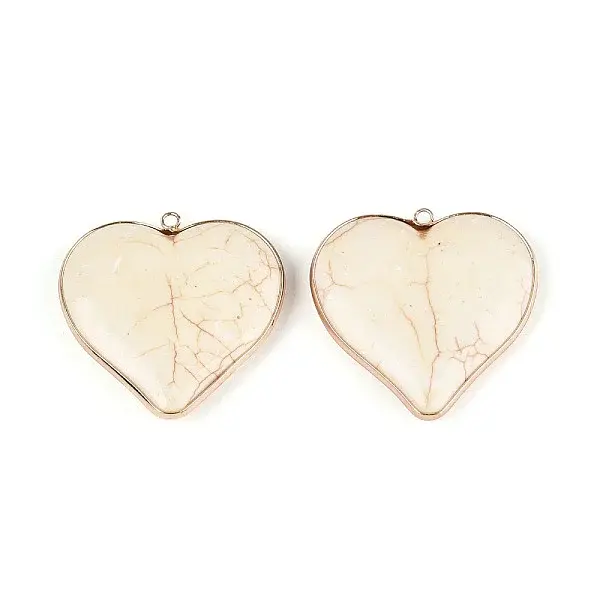 Synthetic Howlite Heart Pendants