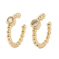 Brass Micro Pave Cubic Zirconia Cuff Earrings