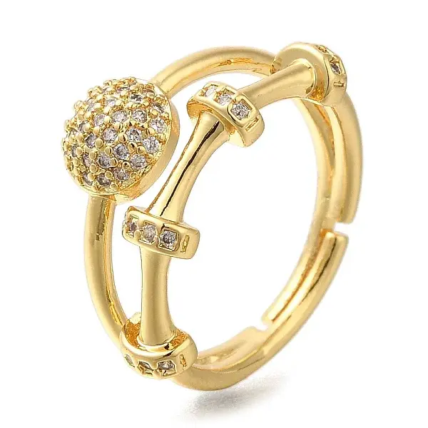 Adjustable Rack Plating Brass Micro Pave Cubic Zirconia Rings for Women