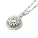 Rotatable Spinner Brass Micro Pave Clear Cubic Zirconia Pendant Necklaces