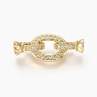 Brass Micro Pave Cubic Zirconia Fold Over Clasps
