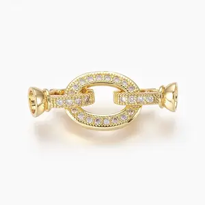 Brass Micro Pave Cubic Zirconia Fold Over Clasps