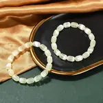 Dyed Natural Selenite Column Beaded Stretch Bracelets for Women