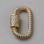 Brass Micro Pave Clear Cubic Zirconia Screw Carabiner Lock Charms