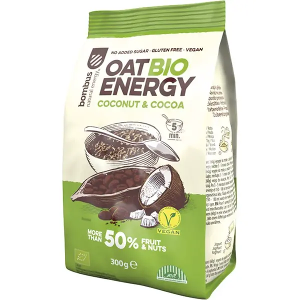 Bombus Oat Energy BIO instantní kaše v BIO kvalitě příchuť Coconut & Cocoa 300 g