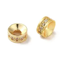 Rack Plating Brass Pave Clear Cubic Zirconia Spacer Beads