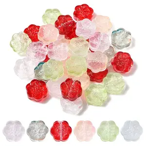 35Pcs Transparent Spray Painted Glass Beads