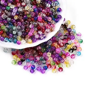 Baking Painted Transparent Crackle Glass Beads