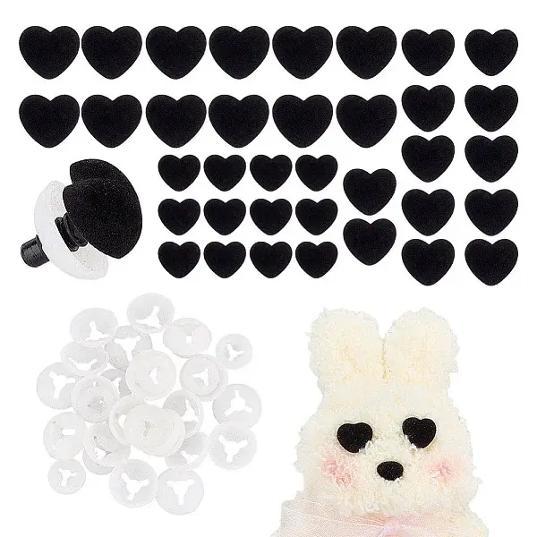 36 Sets 3 Styles Heart Flocky & Plastic Safety Craft Noses