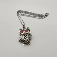 Owl Alloy Pendant Necklaces with Rhinestone for Women Men