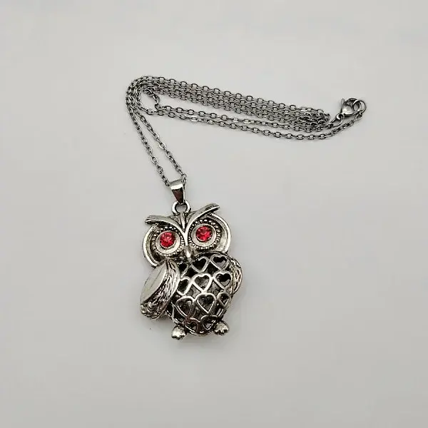 Owl Alloy Pendant Necklaces with Rhinestone for Women Men