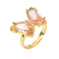 Adjustable Brass Glass Finger Rings