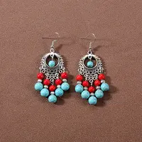 Bohemian tassel turquoise earrings