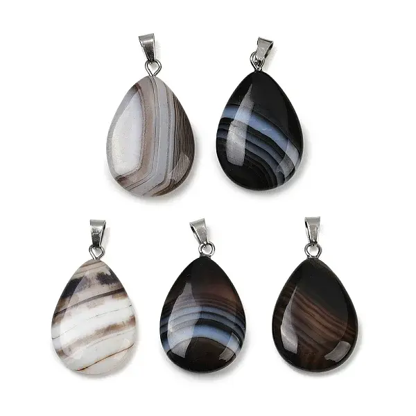 Dyed Natural Banded Agate Pendants