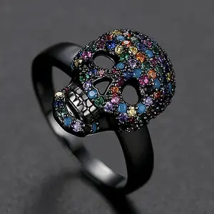 Cubic Zirconia Skull Finger Ring