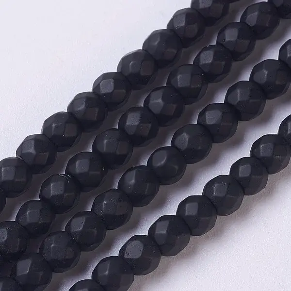Synthetic Black Stone Beads Strands