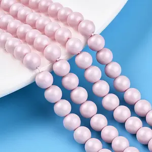 Baking Paint Pearlized Glass Pearl Bead Strands