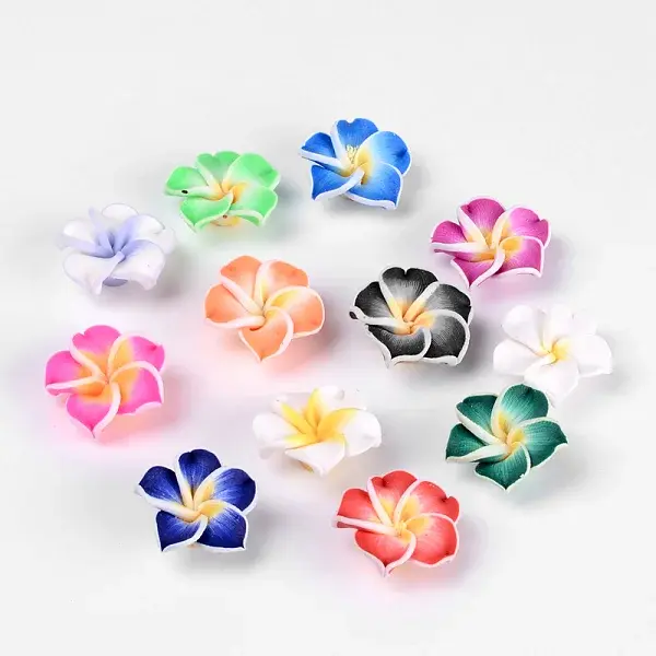 Handmade Polymer Clay 3D Flower Plumeria Beads