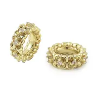 Brass Micro Pave Cubic Zirconia European Beads