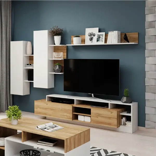 Obývací stěna, dub grandson/bílá, alicante