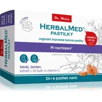 Dr.Weiss HerbalMed pastilky Šalvěj + ženšen s vitaminem C bez cukru pastilky na podporu zdravia dýchacích ciest 30 ks