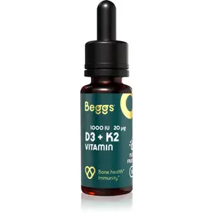 Beggs Vitamin D3 + K2 kvapky pre normálnu funkciu imunitného systému, stav kostí, zubov a činnosť svalov 30 ml