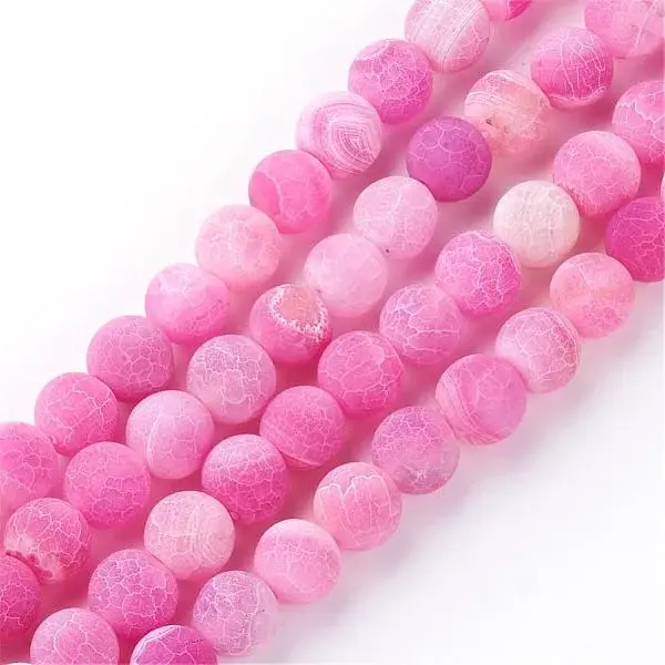 Natural Fire Crackle Agate Bead Strands
