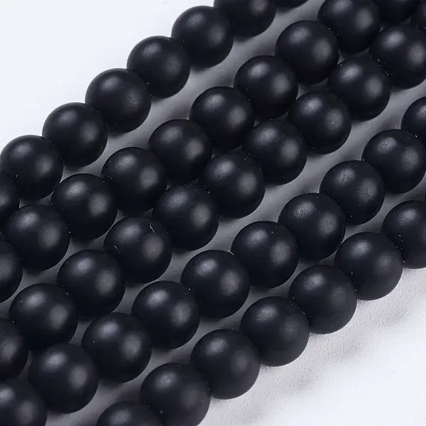 Synthetic Black Stone Beads Strands