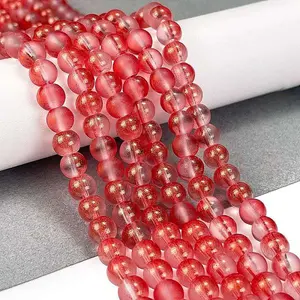 Frosted Transparent Glass Bead Strands