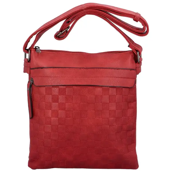 Dvoukomorová dámská koženková crossbody Hugo, červená