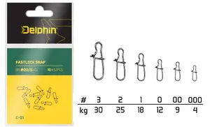 Delphin karabinka fastlock snap c-01 10 ks-velikost 0 / nosnost 8 kg