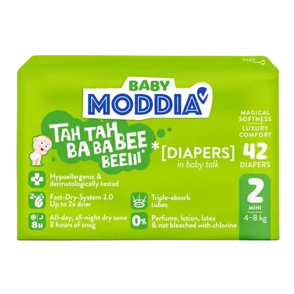 MODDIA BABY Jednorázové plenky 2 Mini (4–8 kg), 42 ks