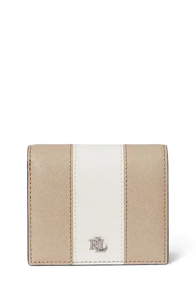 Kožená peněženka Lauren Ralph Lauren dámská, béžová barva, 432974514