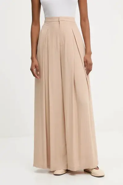 Kalhoty Answear.LAB dámské, béžová barva, široké, high waist