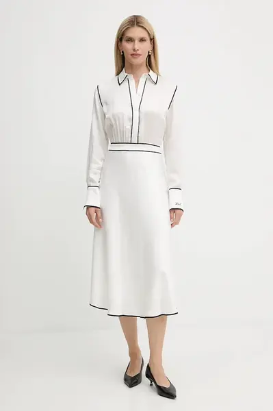 Šaty Karl Lagerfeld bílá barva, midi, A3W13021