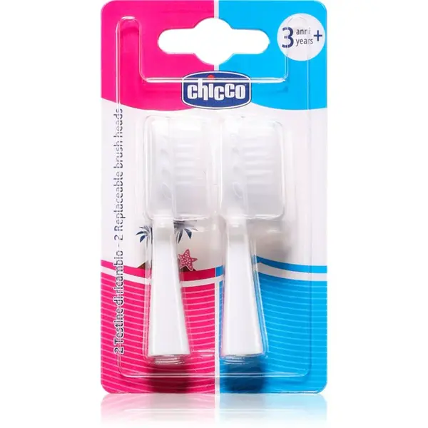 Chicco Replaceable Brush Heads 3y+ náhradní hlavice pro zubní kartáček 2 ks
