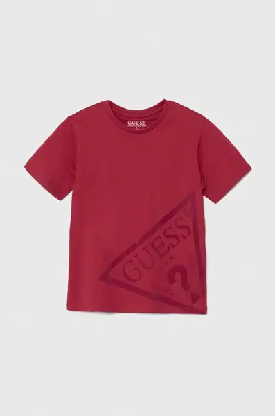 Dětské bavlněné tričko Guess červená barva, s aplikací, L4YI32 K8HM4