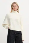 Vlněný svetr MICHAEL Michael Kors dámský, béžová barva, s golfem, MT5617UF2G