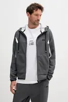 Mikina BOSS Green pánská, šedá barva, s kapucí, vzorovaná, 50543130