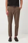 Kalhoty s příměsí lnu Medicine pánské, hnědá barva