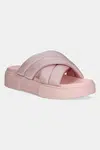 Pantofle Tommy Jeans FLATFORM SANDAL dámské, růžová barva, na platformě, EN0EN02775