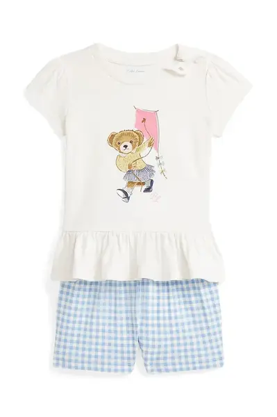 Dětská bavlněná souprava Polo Ralph Lauren modrá barva, 310964041001