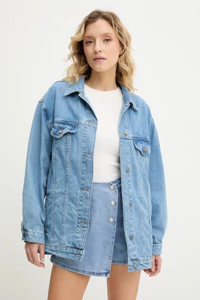 Bavlněná džínová bunda Answear.LAB modrá barva, přechodná, oversize