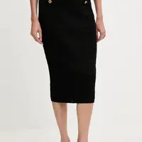 Sukně Guess EVANGELINE černá barva, midi, pouzdrová, W5YD66 Z0130