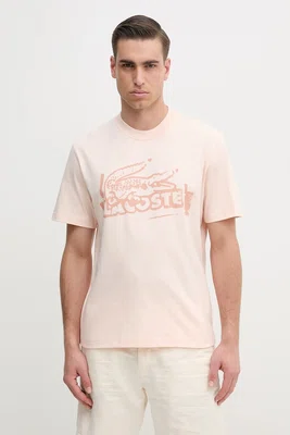 Bavlněné tričko Lacoste oranžová barva, s potiskem, TH0284