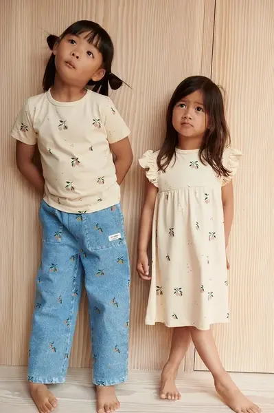 Dětské bavlněné tričko Liewood Apia Printed Shortsleeve T-shirt béžová barva, LW19845