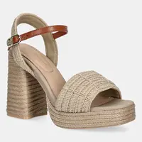 Sandály Tommy Hilfiger ROPE HEEL PLATFORM SANDAL béžová barva, FW0FW08425