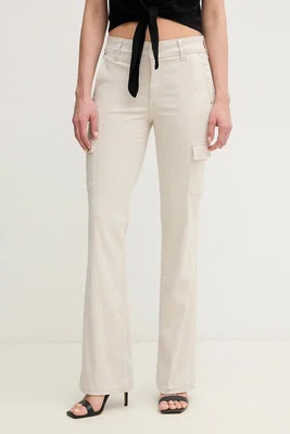 Kalhoty Guess dámské, béžová barva, high waist, W5GA1B W93CL