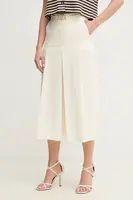 Kalhotová sukně Twinset béžová barva, high waist, 251TT202C