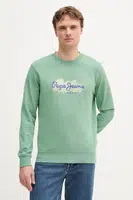 Bavlněná mikina Pepe Jeans pánská, zelená barva, s potiskem, PM582921
